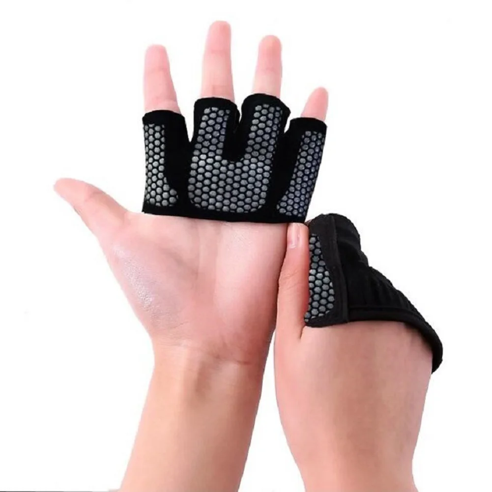 1 пара противоскользящие перчатки для тренировки ладони протектор гантели рукоятки для поднятия веса ALS88 - Цвет: silver