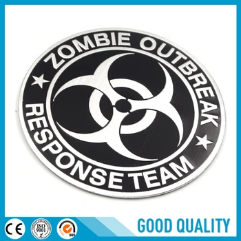 

High-quality Car Styling Metal Zombie Outbreak Responsee Team Sticker Logo Car Auto Sport Badge Chrome Emblem Decals