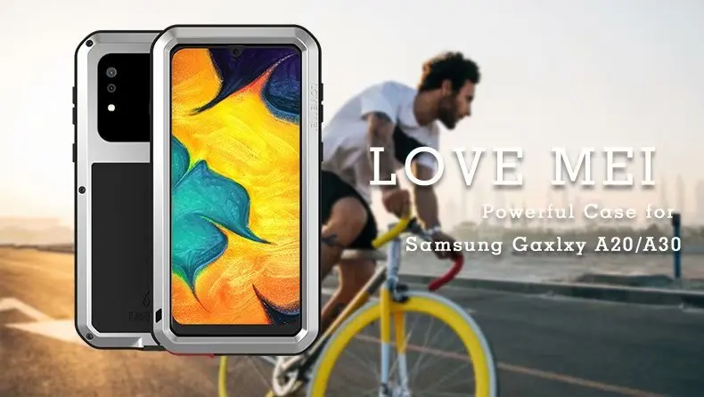 LOVE MEI для samsung Galaxy A20 A30 чехол для телефона противоударный пыленепроницаемый мобильный корпус металлическая алюминиевая защита+ Gorilla glass
