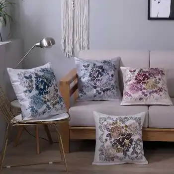 

Nordic Vintage Flower Pillowcase 45x45cm Linen Decorative Throw Pillow Case Cover Sofa Chair Car Cushion Covers For Home Decor