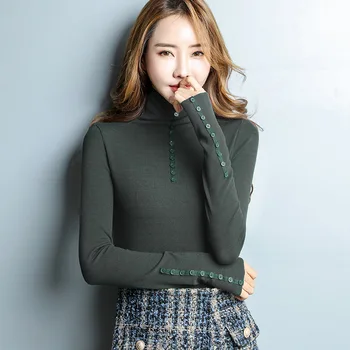 

2020 Spring New Large Size Shirt Women Long Sleeves Gloves Gloves Shirt Turtleneck Bottoming Shirt