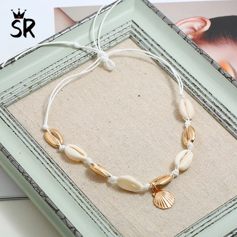 

2019 New Seashell Beach Necklace for Women Bohemian Gold Necklaces Jewelry Natural Summer Choker Simple Birthday Gift