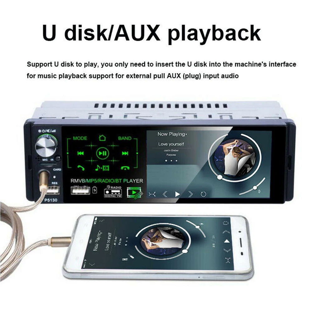4''1 дюймов 2 USB емкостный полный сенсорный экран AM FM Bluetooth Авто электронный видео радио мультимедиа стерео автомобиль MP5 плеер