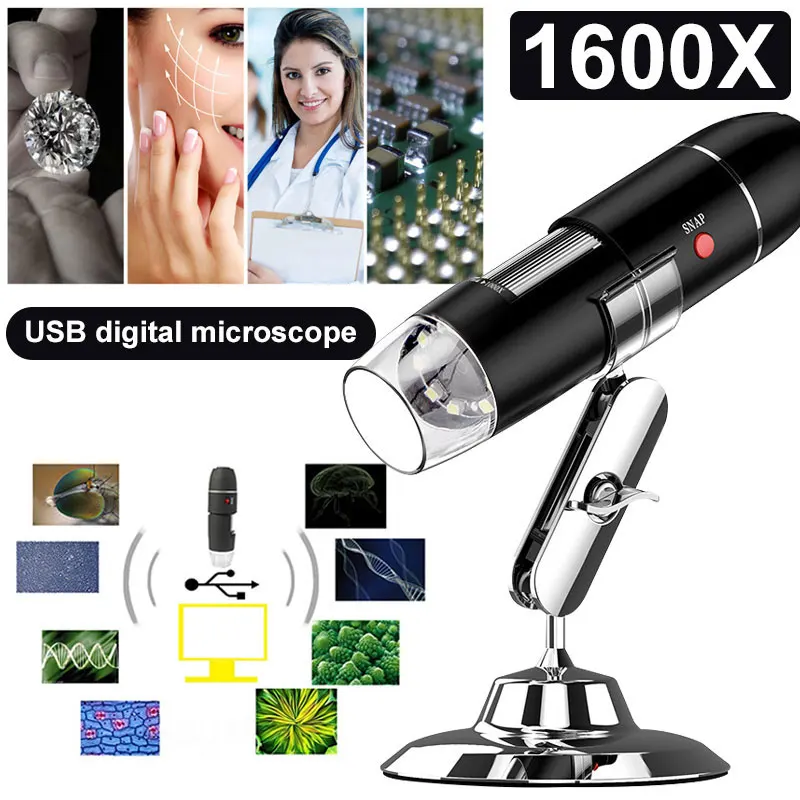 Best 1600X Practical Hand Held Endoscope Waterproof Endoscope for Monitoring Photos Digital Microscope Mobile Phones Real Time Video
