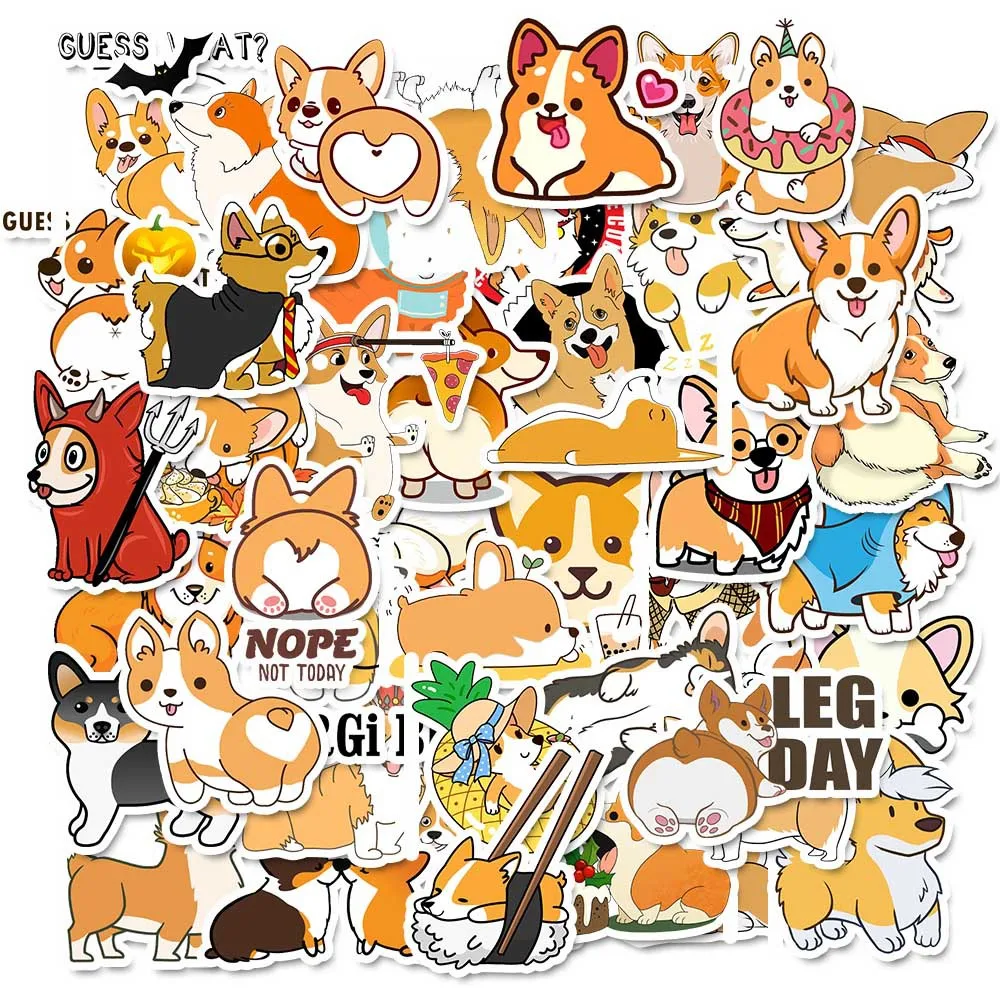 

50pcs Self-adhesive Cute Corgi Dog Scrapbooking Stickers Fruits DIY Craft Sticker Pack Photo Albums Diary Decor Sticker