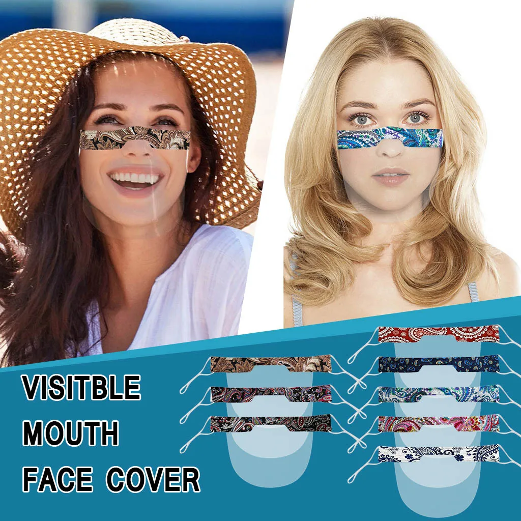 Мини-щит Maks Face Cover с красивым принтом Mondmasker прозрачный визуальный ПВХ Балаклава