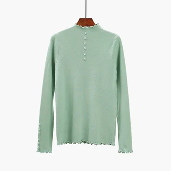 

thin ruffles women sweater and pullovers solid slim office lady elegant pulls outwear coat tops