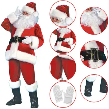 

Christmas Santa Claus Costume Cosplay Santa Claus Clothes Fancy Dress In Christmas Men 7pcs/lot Costume Suit For Adults Hot Sale