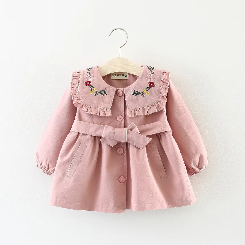 Специальная цена, куртка для мальчиков г. Осенний однотонный длинный плащ с кружевным воротником 1801 детская одежда для девочек A606 - Цвет: Pink Whole Hand