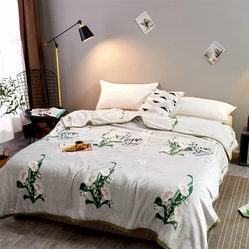 

New Fashion white flowers good quality Blanket Super Soft Warm Solid Warm Micro Plush Fleece Blanket Throw Rug Sofa Bedding