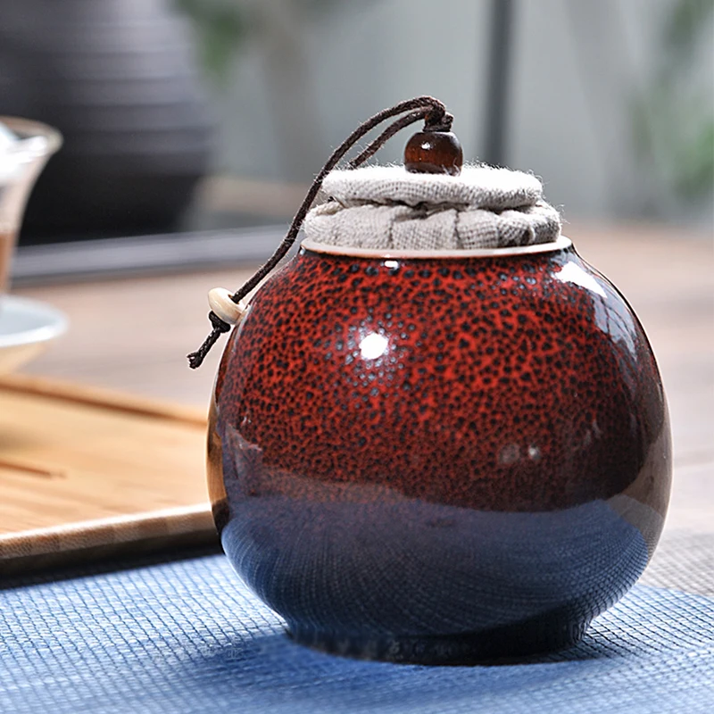 Black Ceramic Tea Caddy Portable Candy Box Home Sealed Coffee Bean Flower Storage Jar Moisture-proof Kitchen Food Container |