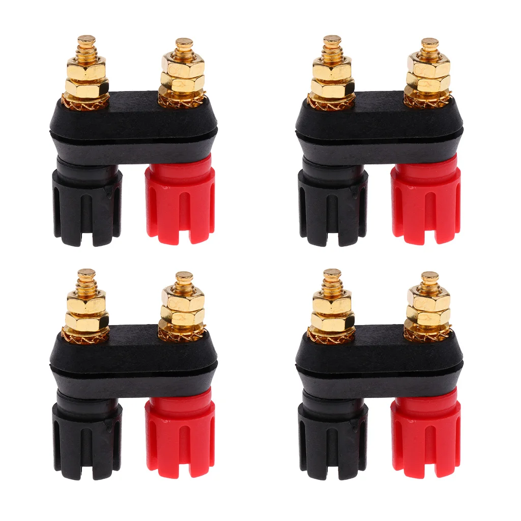 4 Pieces Speaker Amplifier Terminal Dual 2-way Banana Plug Jack