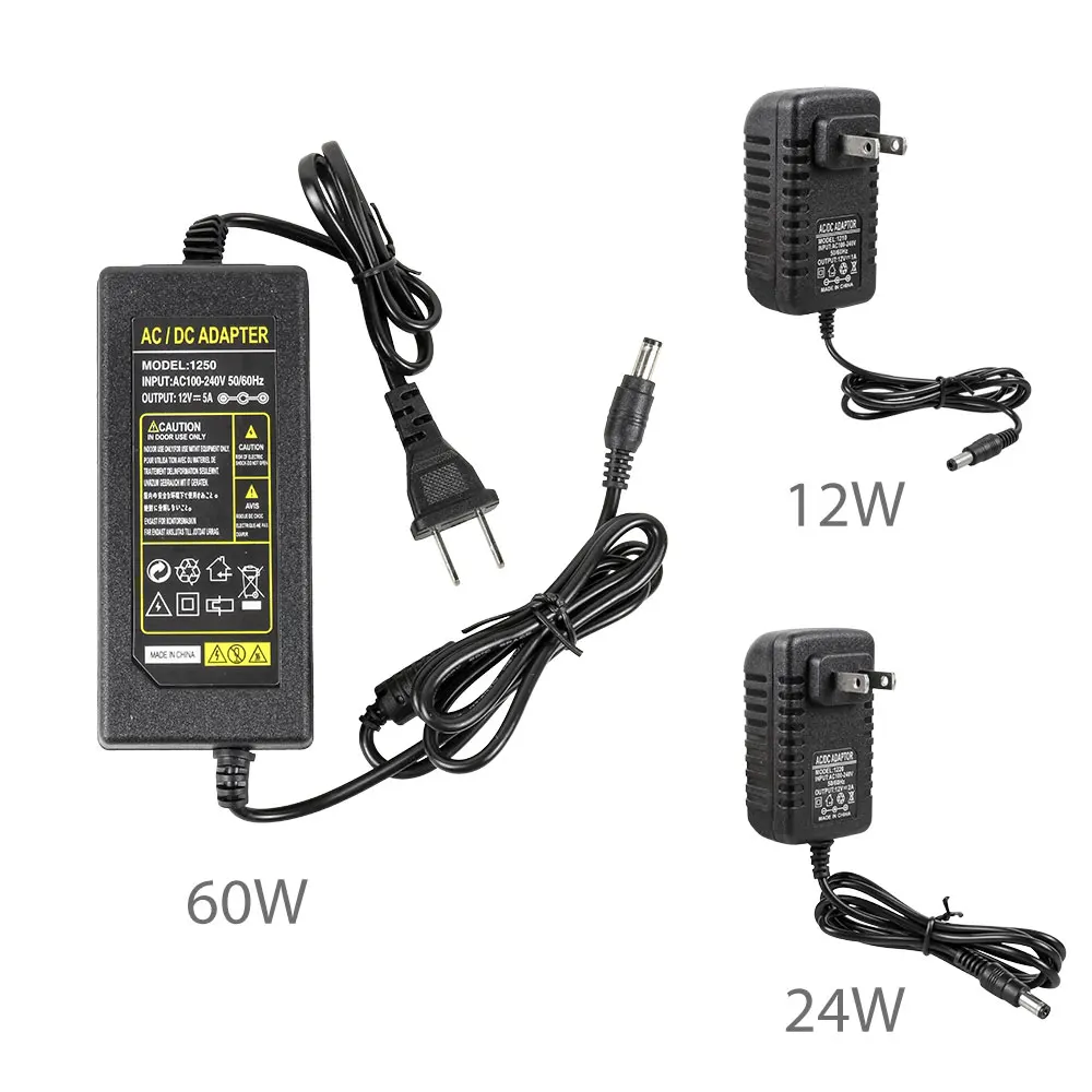 AC110-240V DC12V 1A 2A 5A 12 Вт 24 Вт 60 Вт США ЕС вилка адаптер питания зарядное устройство для светодиодный светильник лампа трансформатор