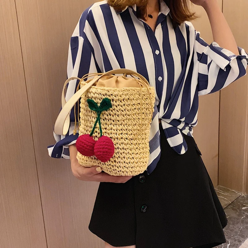 Summer Style Cylinders Handbags Bohemian Boho Indian Hair Straw Bag Thai Woven Beach Bag