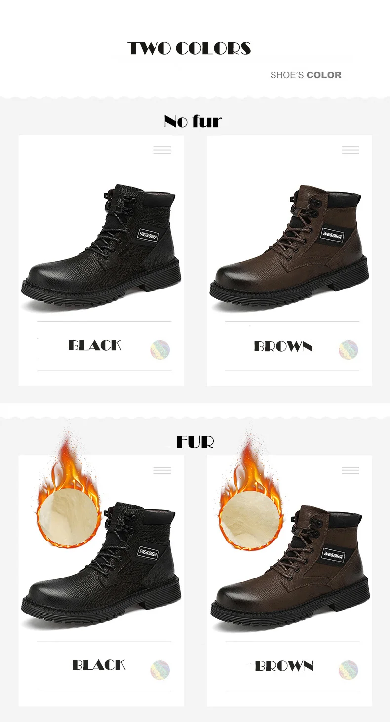 Мужские ботинки из натуральной кожи; зимние ботинки на шнуровке с Плюшевым Мехом; Мужская обувь; сезон осень-зима; большие размеры