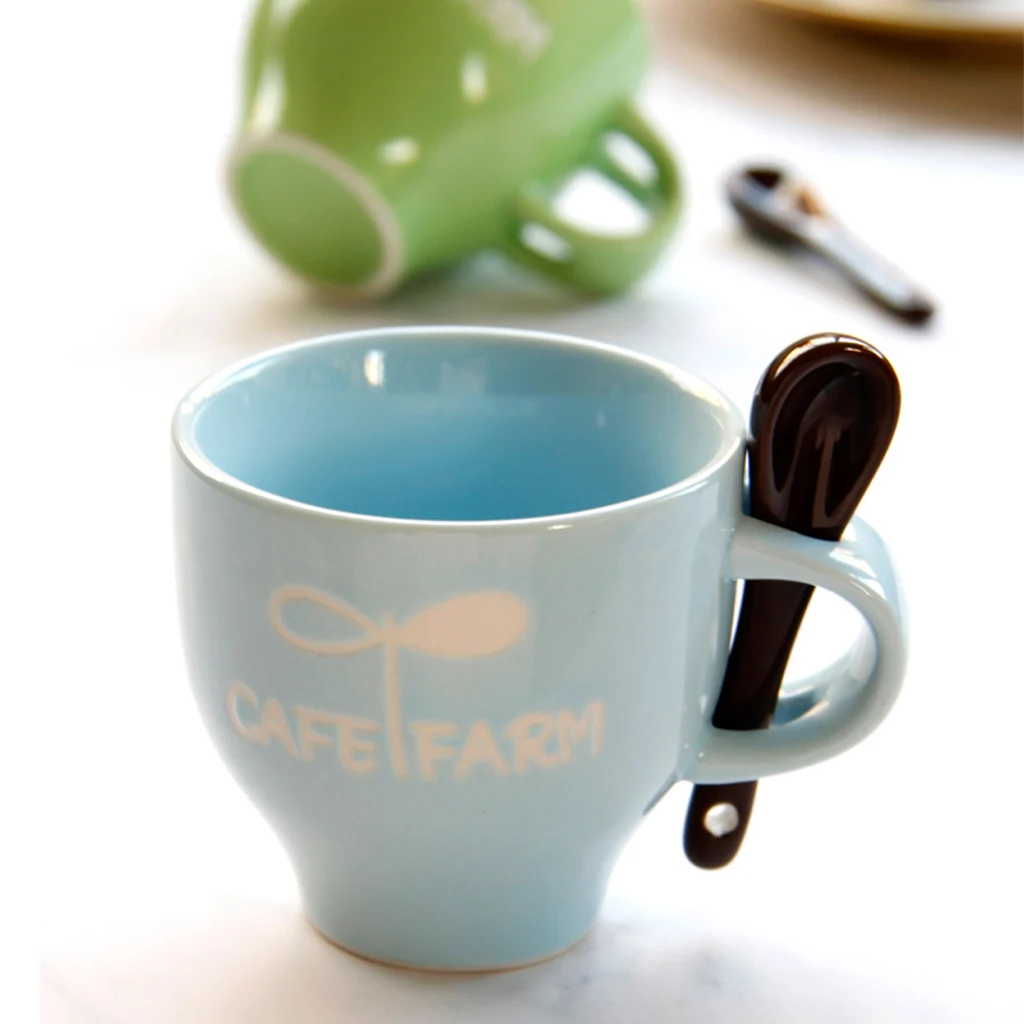Dishwasher Safe Ceramic Cute Letters Pattern Coffee Milk Mug Cup Home Office