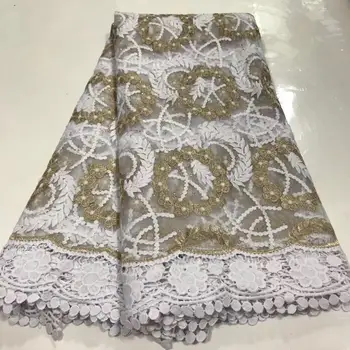 

Double color Latest African Lace 2020 Bridal Lace Fabric African High Quality Rhinestones Lace Fabric Nigerian Lace 5Yards/Lot