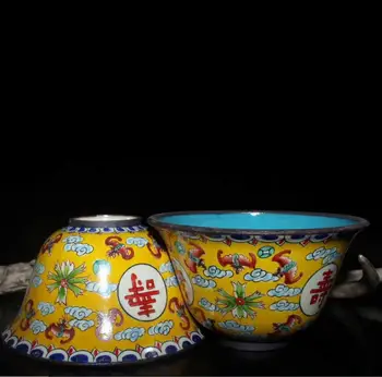 

COPPER STATUE Antique collection cloaked bowl of cloisonne tea bowl with copper tyre, filigree, enamel, cloisonne tea cup, Chine