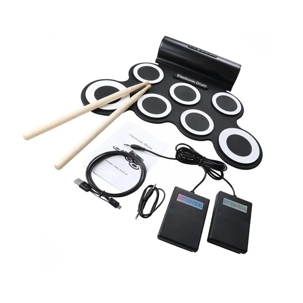 

Portable Roll-Up Electronic Drum Pad Digital Drum Practice Kit for Kids Children Beginners, Support Charging DTX Game