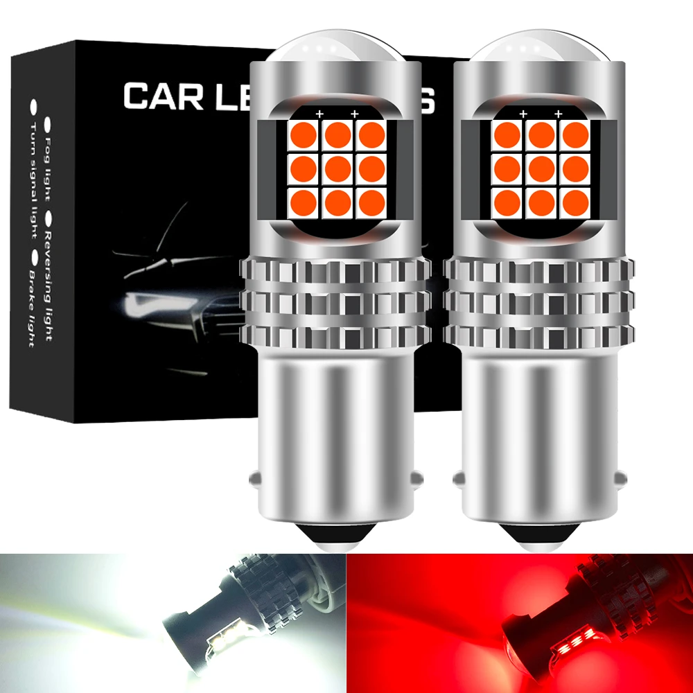 Bombillas LED de freno para coche, lámpara de marcha atrás para Toyota, Kia, Lexus, Mazda, Nissan, BA15S, P21W, 1156, 7506, 3030, 24SMD, 2 piezas|Lámpara de - AliExpress