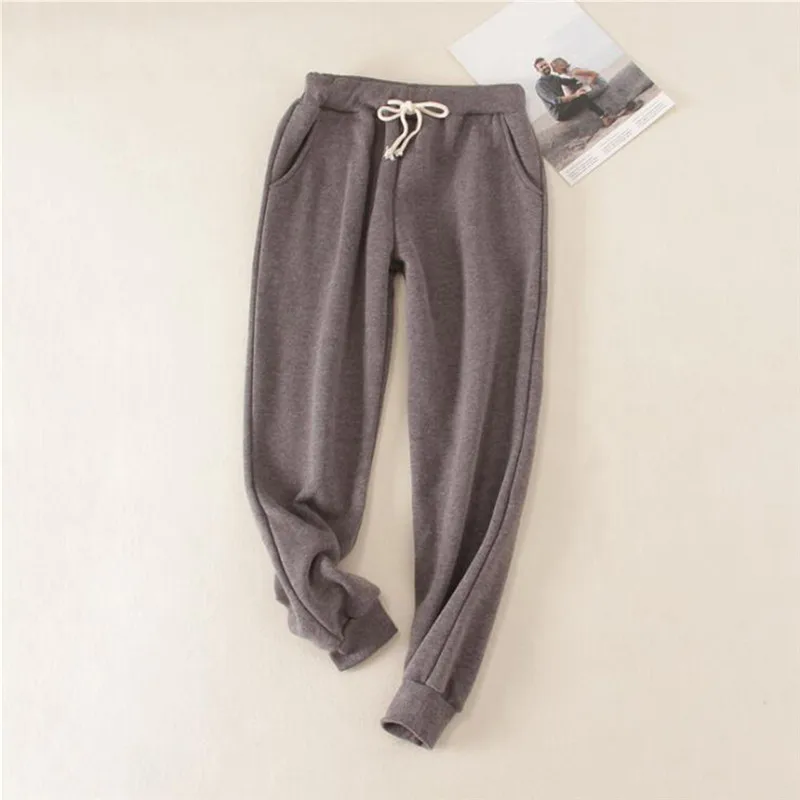 dark gray Свободные штаны для бега, спортивные штаны с завязками на талии, черные штаны для бега, женские студенческие спортивные штаны, Тонкие штаны длиной до щиколотки - Цвет: dark gray