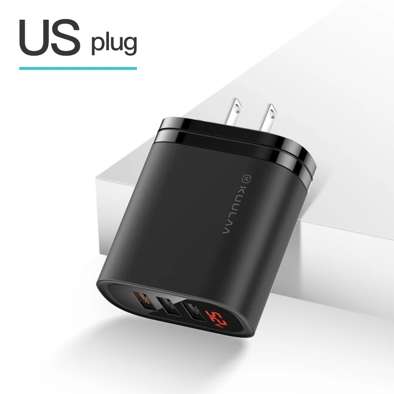 KUULAA USB зарядное устройство 30 Вт Быстрая зарядка 3,0 QC3.0 Быстрая зарядка мульти разъем зарядное устройство для мобильного телефона для iPhone samsung Xiaomi huawei - Тип штекера: US Black