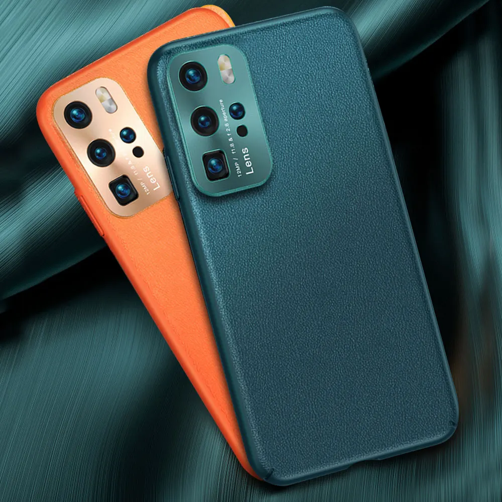 Противоударный кожаный чехол для телефона Huawei P40 Pro Lite P30 Mate 30 Honor V30 nova 6 однотонный
