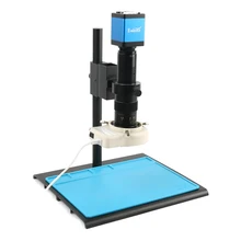 720P VGA HDMI промышленный цифровой видео микроскоп камера+ 56 светодиодный кольцевой свет+ 300X C крепление объектива+ подставка для пайка ПХД