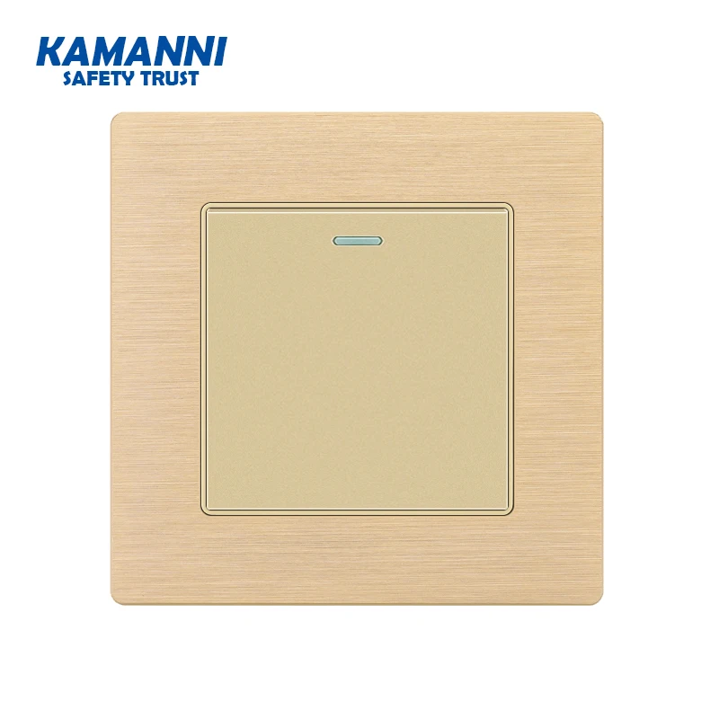 

86type luxury Wall Switch 1 2 3 4 gang 1way Gold aluminum alloy panel EU Standard led light push button switch 1 year warranty