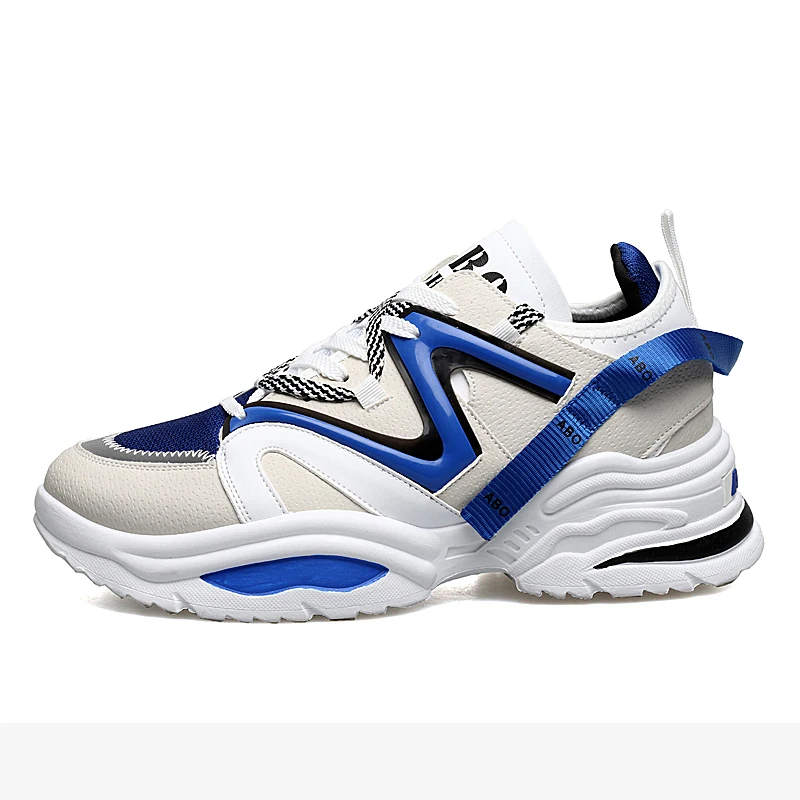 Новинка, мужские кроссовки для бега, увеличивающие рост, спортивные мужские кроссовки, дышащие, zapatillas hombre Deportiva, для прогулок и бега - Цвет: white blue 190812