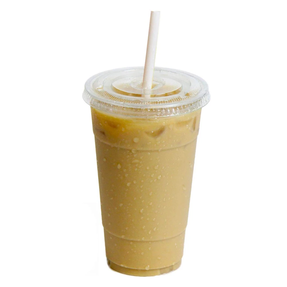 700ml24ozClearPlasticCupsWithLidsforIcedColdDrinksCoffee