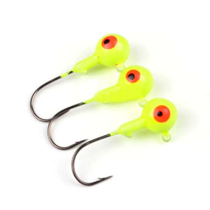 10pcs Fishing Hooks Singe Jig Lead Head Soft Worm Fish Bait Ocean river - Color: Yellow