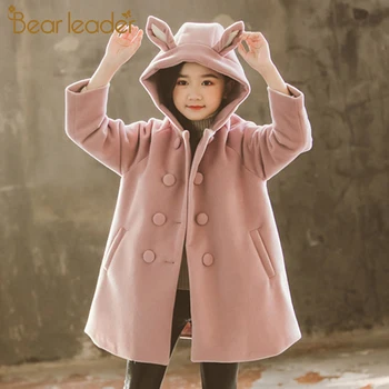 

Bear Leader Fashion Girls Coats 2020 New Winter Woolen Teenager Blends Coats Cute Cartoon Cat Outerwear Girls Jackets Clothing