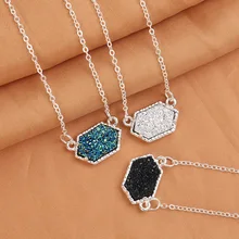 14 цветов, ожерелье Druzy Drusy, модное овальное ожерелье из искусственного камня, Позолоченное серебряное Брендовое ювелирное изделие для женщин и девушек