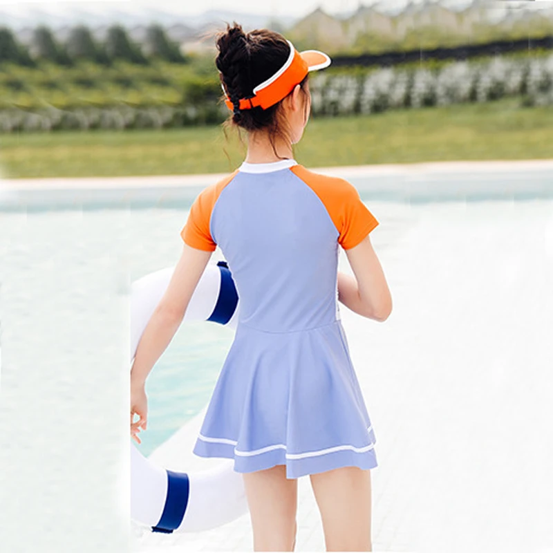 아동용 여름 수영복, 원피스 비치웨어, 복서 하의, 반팔, 빅 사이즈 수영복