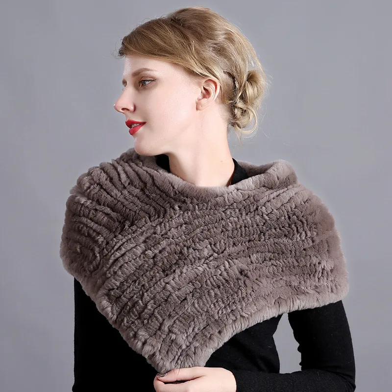 New Rex Rabbit Fur Scarf Women Winter Shawl Fashion Outdoor Warm Pashmina for Lady Female