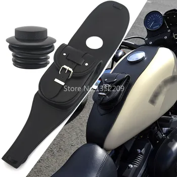 

Leather Motorcycle Fuel Tank Bag Cover & Original Black Fuel Gas Tank Cap Set Fit For Harley Sportster 1200 833 48 Models