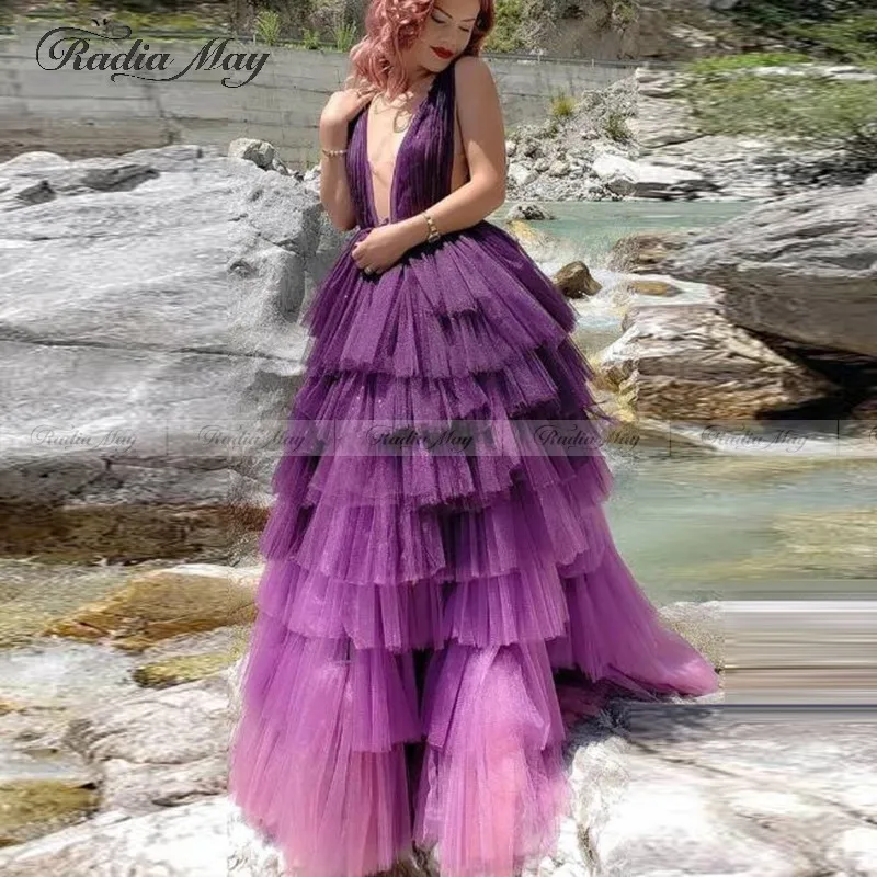 purple layered dress