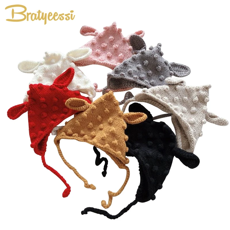 Christmas Deer Baby Hat for Girls Knitted Beanie Baby Bonnet Infant Pompom Winter Kids Cap Baby Boy Hat Accessories 1 PC