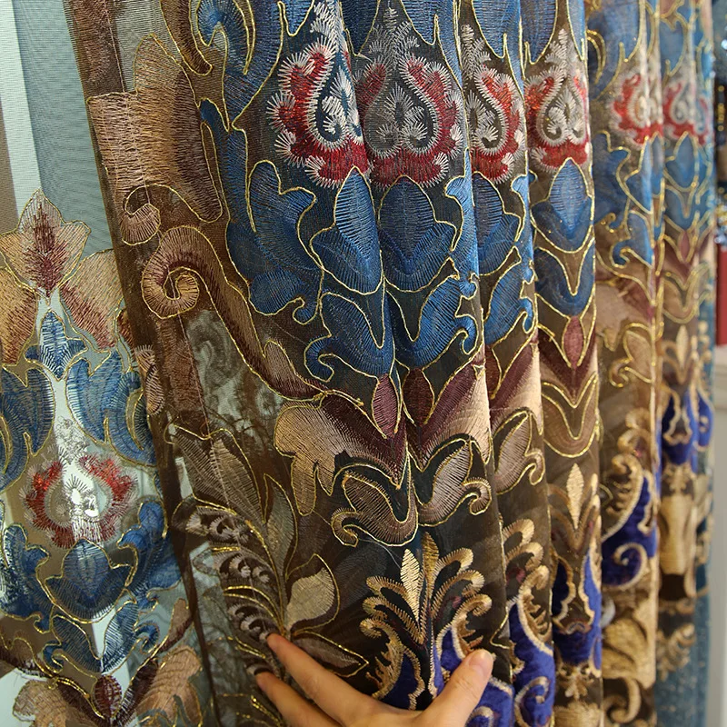 Ажурные шторы с вышивкой Chenille в европейском стиле для гостиной столовой и