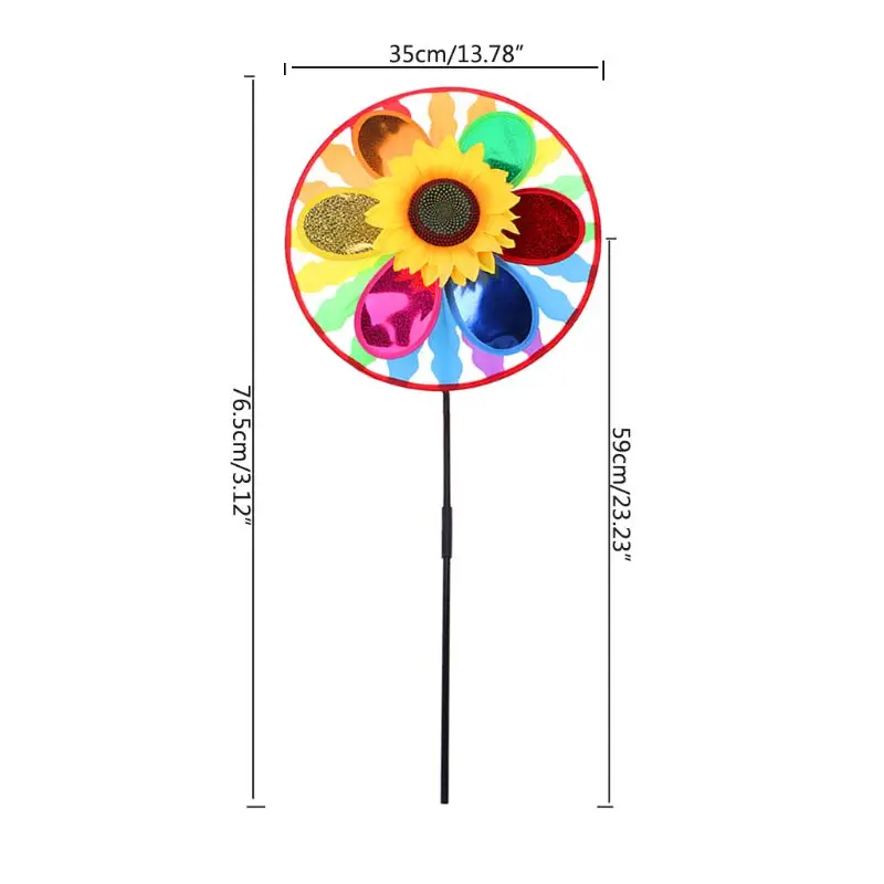 Rainbow Whirligig Wheel Sunflower Windmill Wind Spinner For Home Lawn Yard Decor