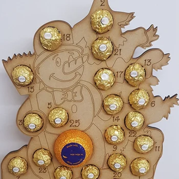 

BESTChristmas Calendar Wooden Advent Calendar for Chocolate Orange Christmas Tree Elk Home Party Decoration