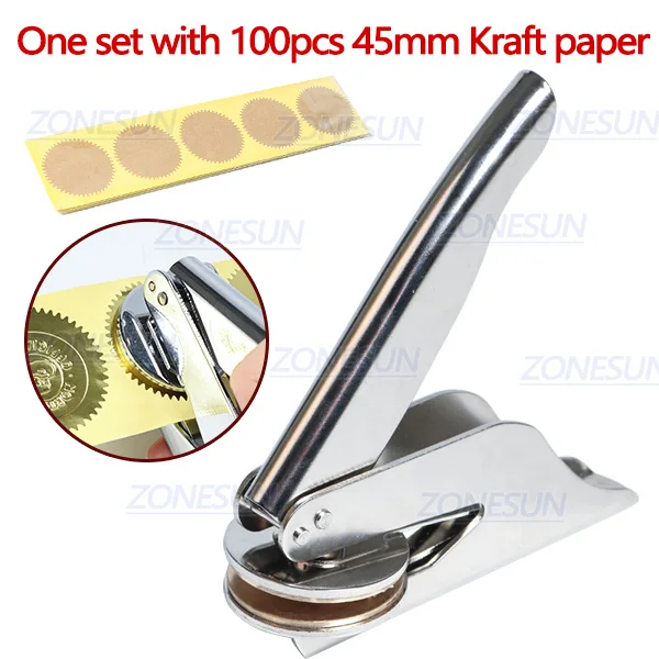With 100pcs Brown ZONESUN на заказ, латунный тисненый штамп, логотип, персонализированная печать для тиснения, штамп для письма, Свадебный конверт, документ, пригласительная карта - Цвет: With 100pcs Brown