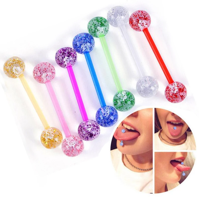 8PCS/Set Plastic Eyebrow Navel Belly Lip Tongue Ring Nose Bar Rings