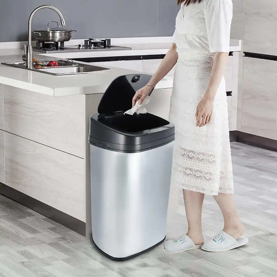 50L Kitchen Automatic Steel Silver Sensor Rubbish Waste Dust Bin Trash Can | Обустройство дома
