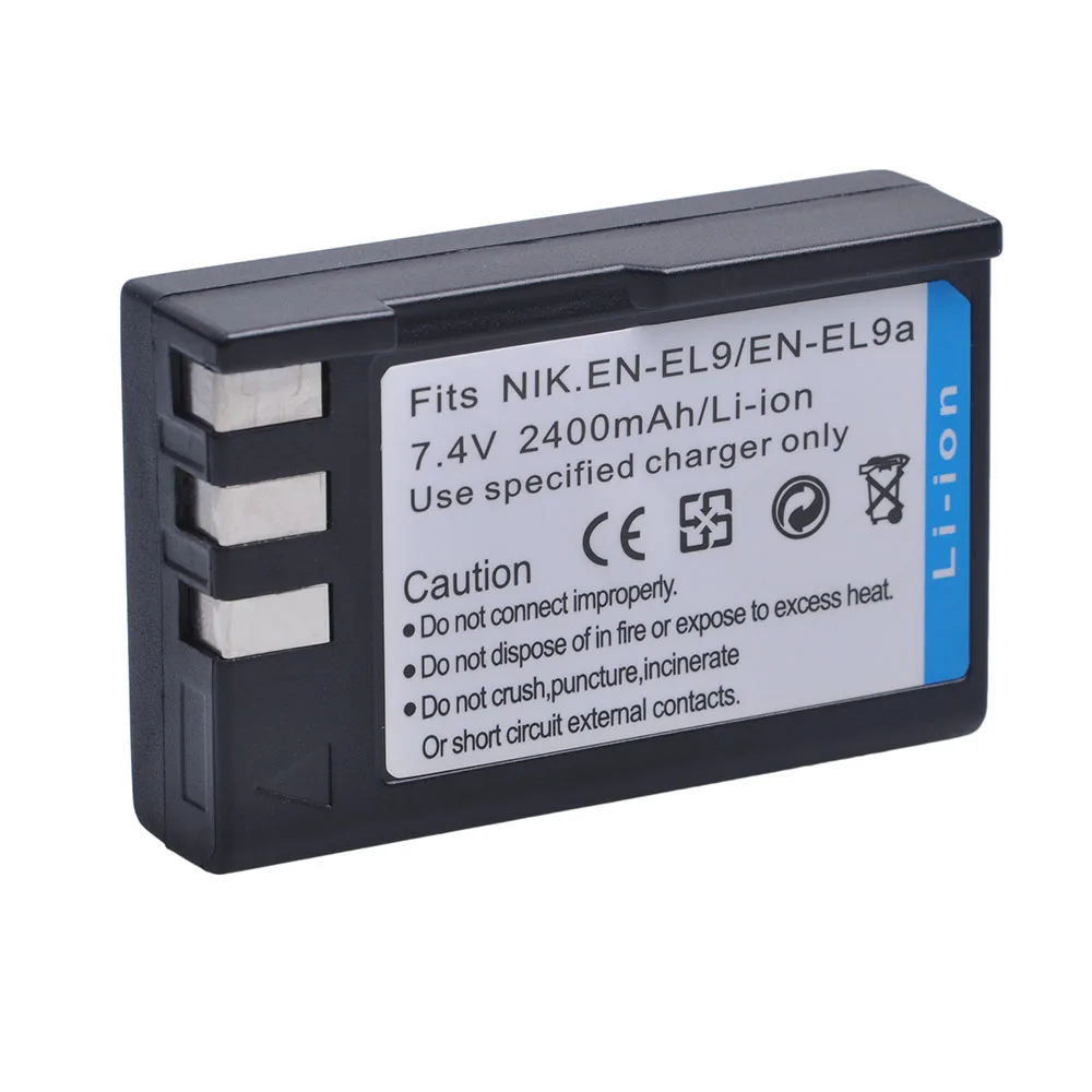 2400mAh EN-EL9 EN EL9A EN EL9 ENEL9 Batteries + LED Dual Type C Charger for Nikon D40 D40X D60 D3000 D5000 Digital Camera 