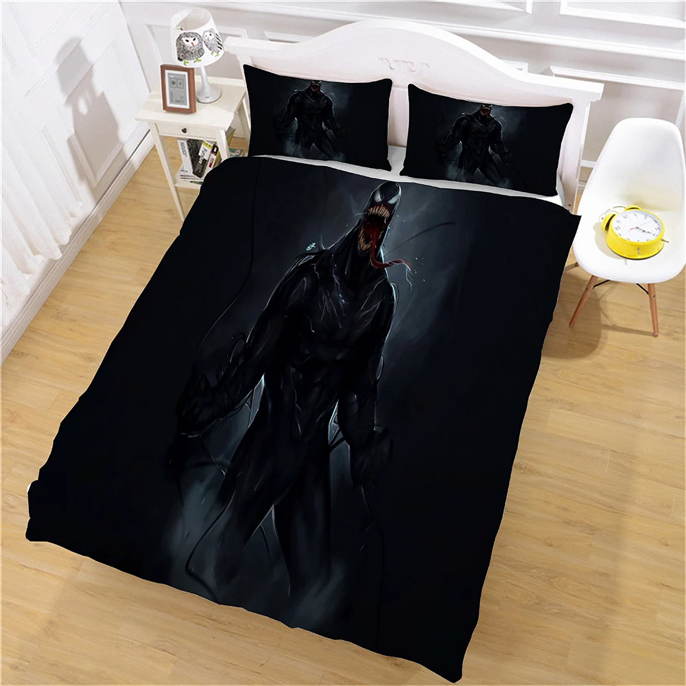 3D Venom Комплект постельного белья, пододеяльник, простыня, постельное белье, размер США, AU, UK, Marvel, супергерой