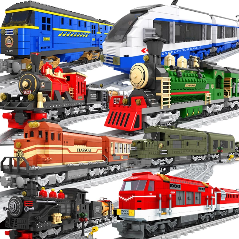 Ausini City Train Model Building Blocks Wagon Cargo Carriage Passenger Station Rail Tracks Locomotive Construction Toys | Игрушки и