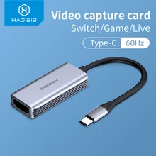 Hagibis Type-C Video Capture Card Hdmi-Compatibel Usb 1080P Hd Game Record Voor PS4/5 Schakelaar Live Streaming Broadcast Camera