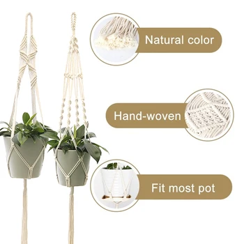 

Wall Hanging Planter Basket Fashion Macrame Plant Hanger Handmade Knitted Flower Pot Holder For Wall Art Garden Decor